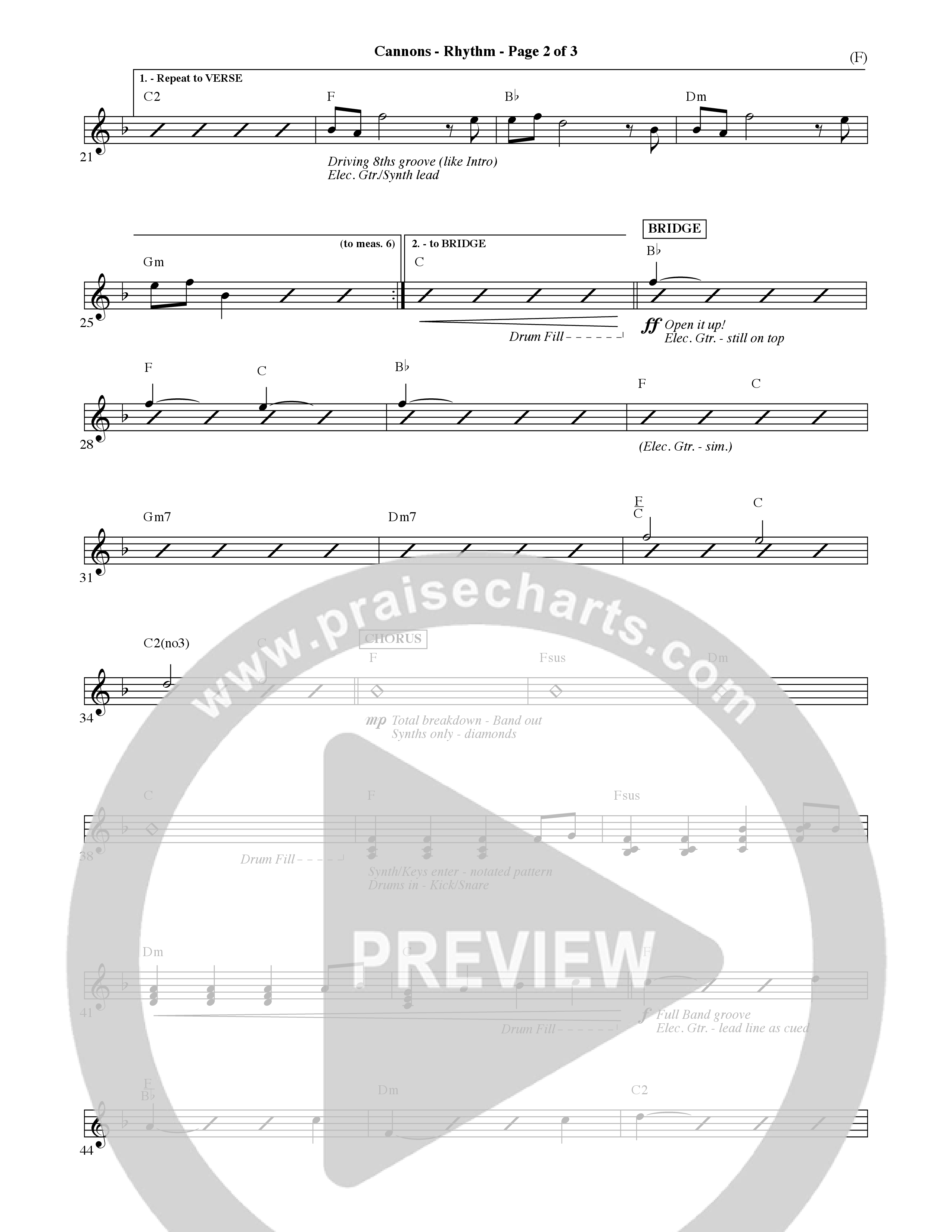 Cannons (Choral Anthem SATB) Rhythm Chart (Word Music Choral / Orch. David Shipps)