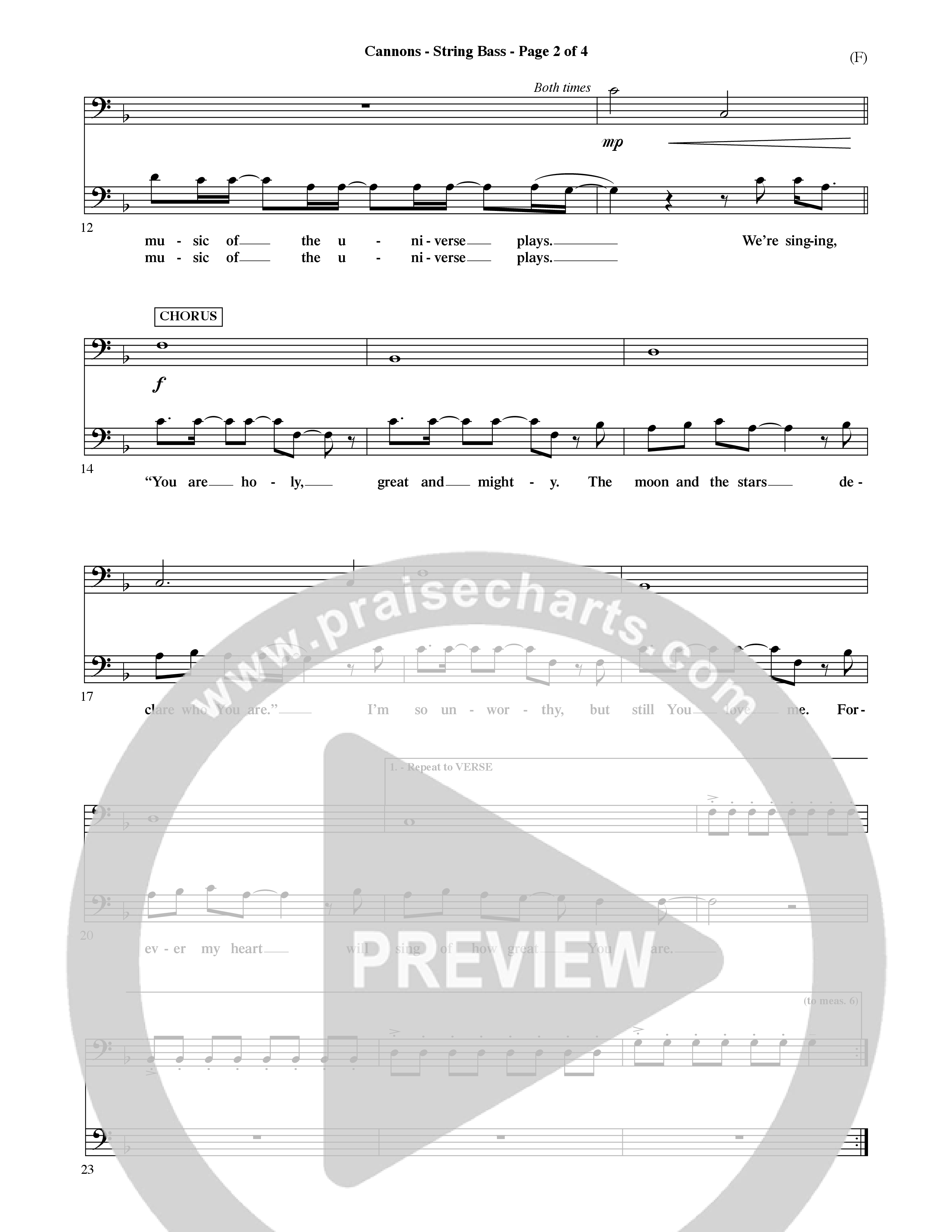 Cannons (Choral Anthem SATB) String Bass (Word Music Choral / Orch. David Shipps)