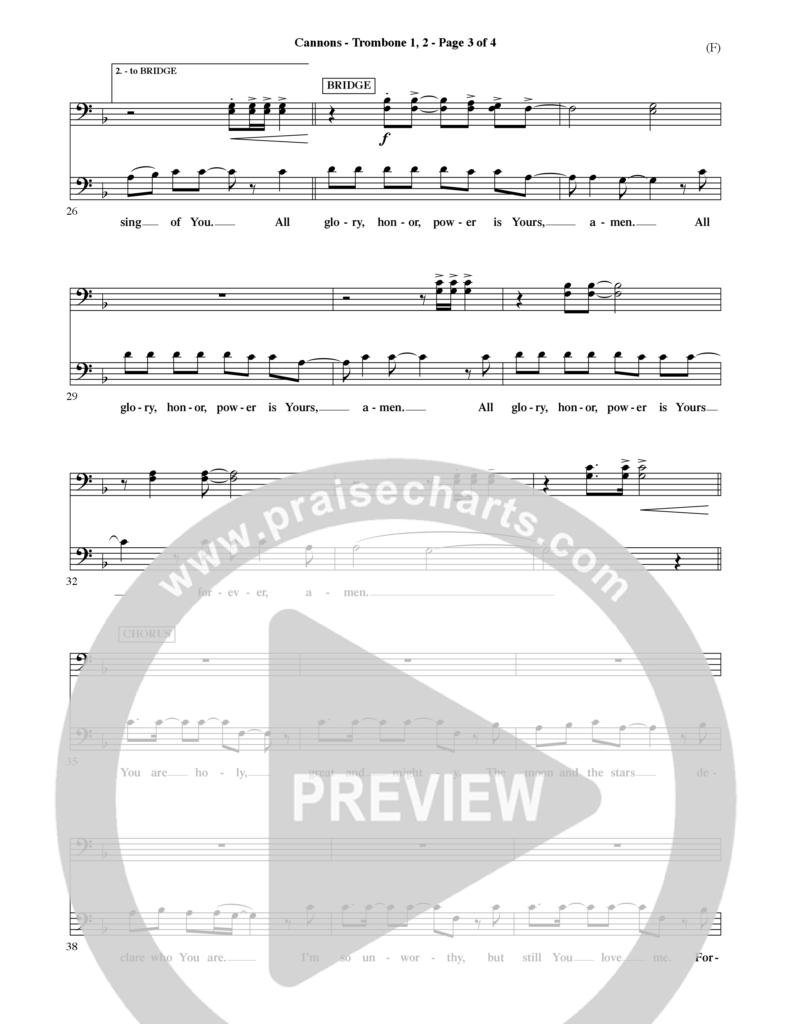 Cannons (Choral Anthem SATB) Trombone 1/2 (Word Music Choral / Orch. David Shipps)