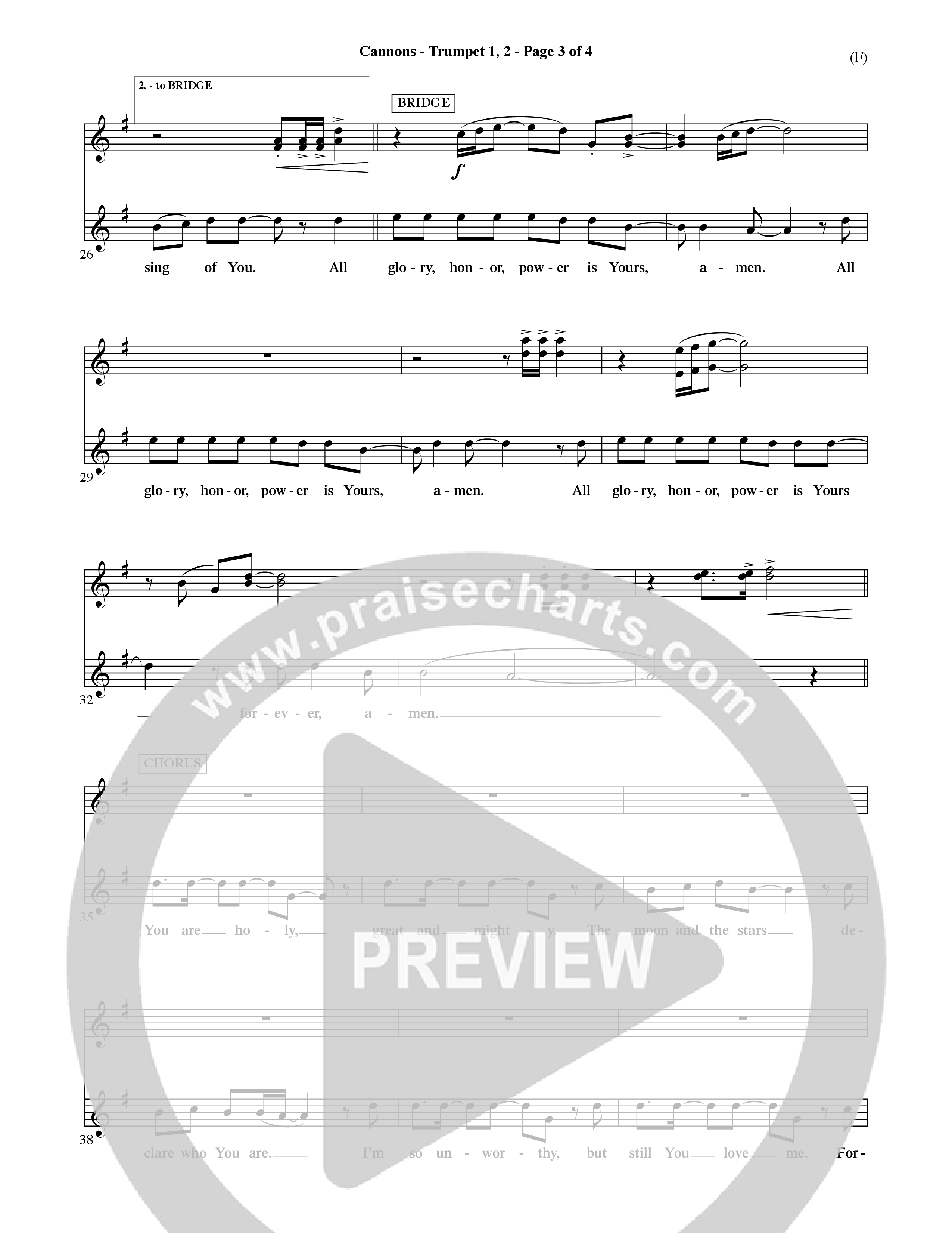 Cannons (Choral Anthem SATB) Trumpet 1,2 (Word Music Choral / Orch. David Shipps)