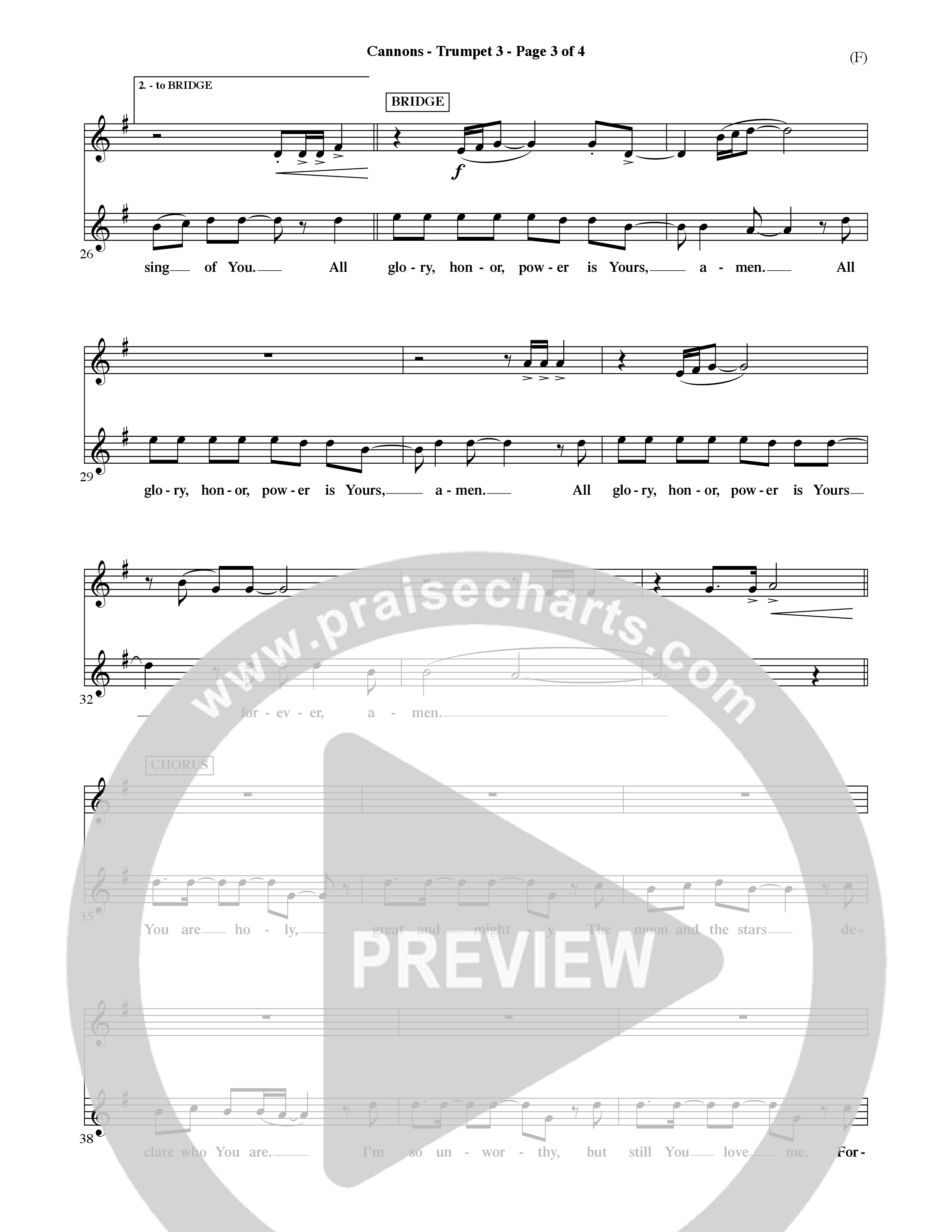 Cannons (Choral Anthem SATB) Trumpet 3 (Word Music Choral / Orch. David Shipps)