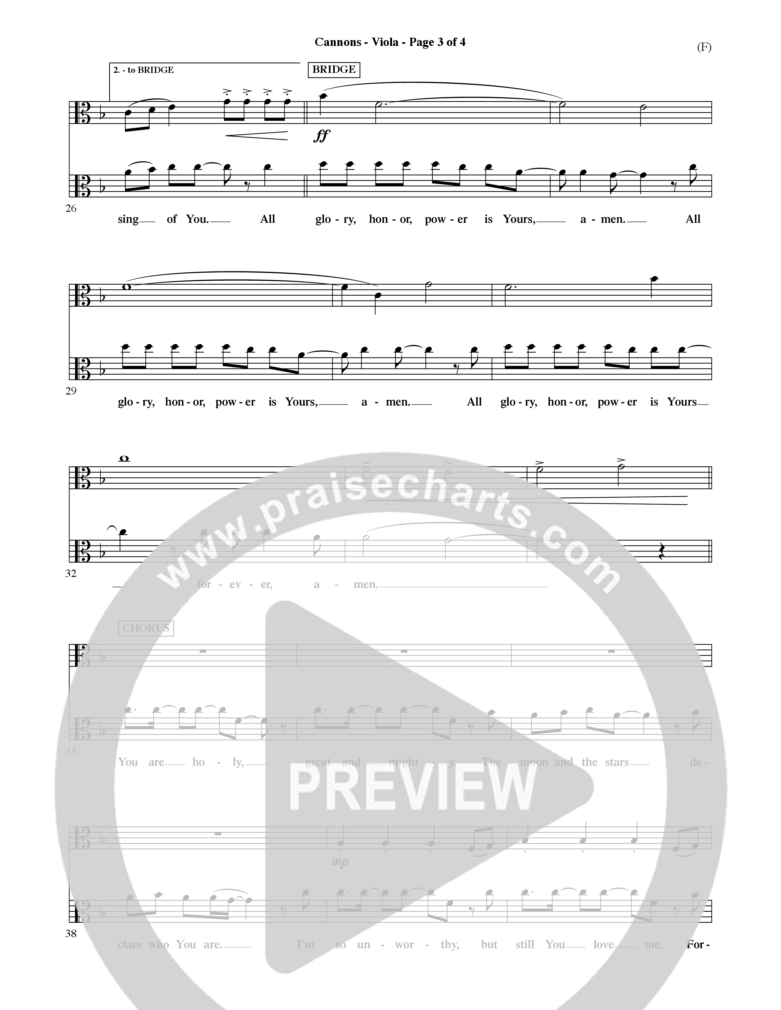 Cannons (Choral Anthem SATB) Viola (Word Music Choral / Orch. David Shipps)