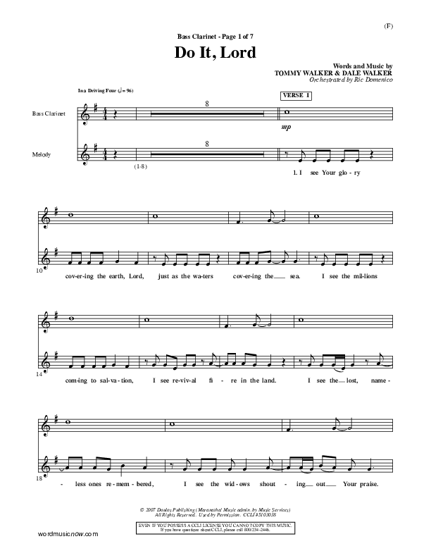 Do It Lord Bass Clarinet (Tommy Walker)