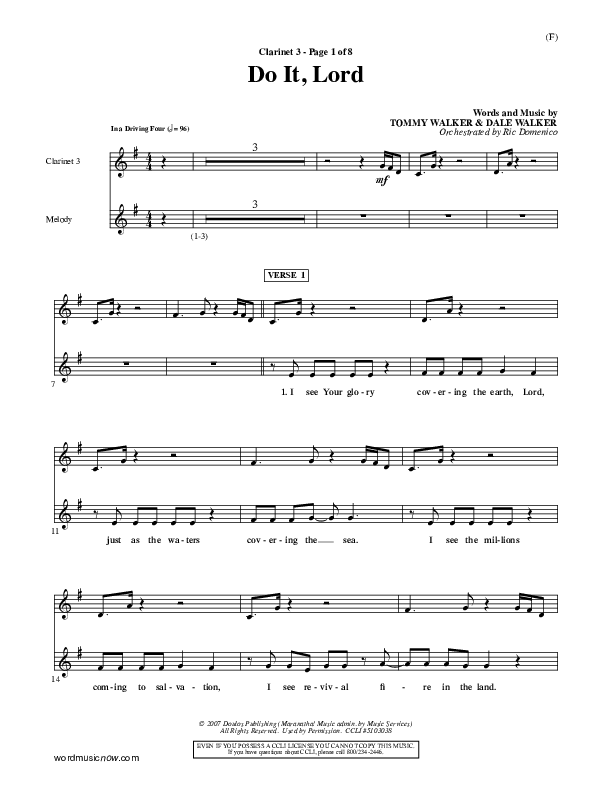 Do It Lord Clarinet 3 (Tommy Walker)