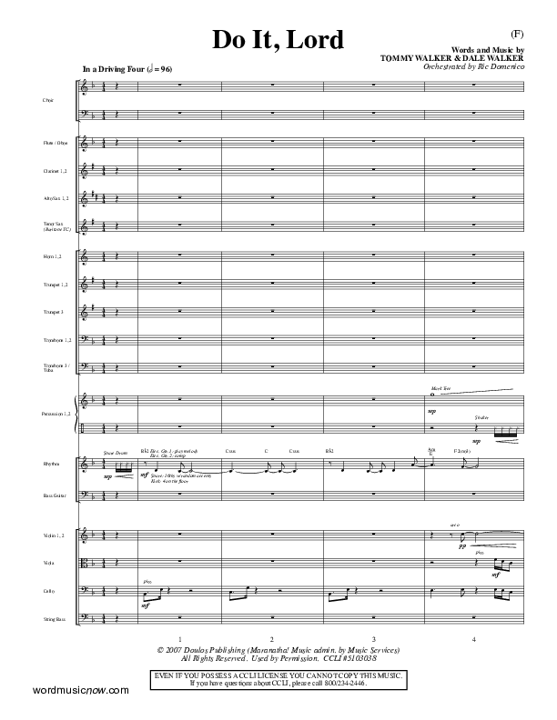 Do It Lord Conductor's Score (Tommy Walker)