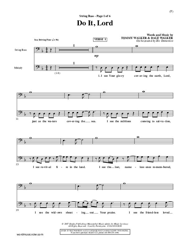 Do It Lord Double Bass (Tommy Walker)