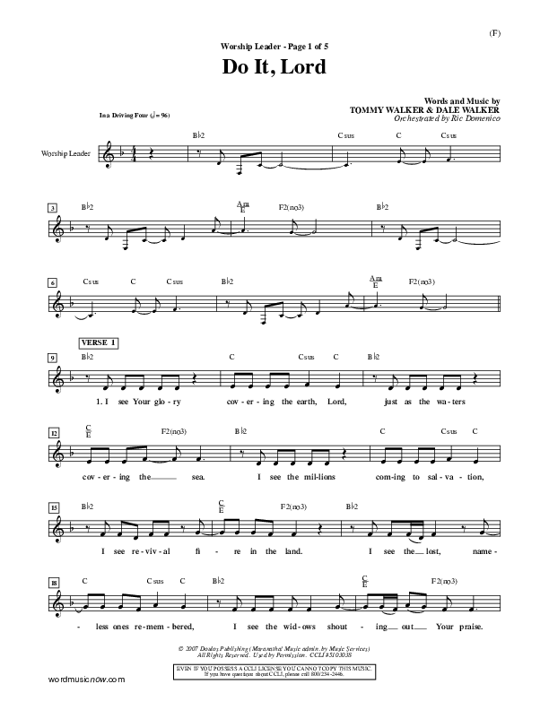 Do It Lord Lead Sheet (Tommy Walker)