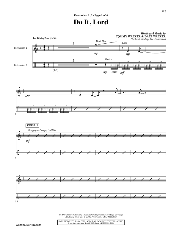 Do It Lord Percussion 1/2 (Tommy Walker)