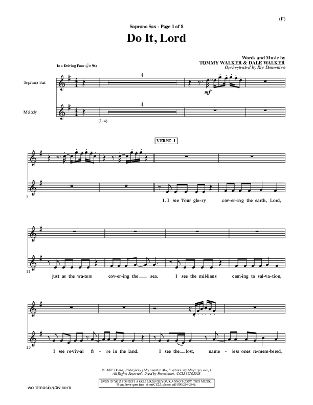 Do It Lord Soprano Sax (Tommy Walker)