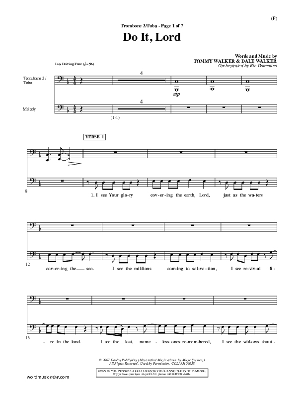 Do It Lord Trombone 3/Tuba (Tommy Walker)