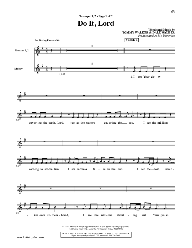 Do It Lord Trumpet 1,2 (Tommy Walker)