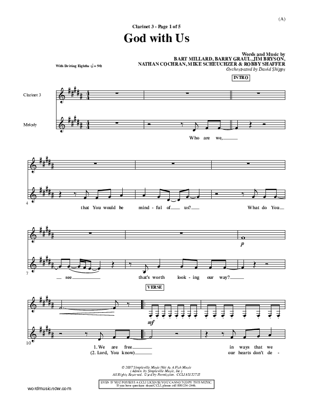 God With Us Clarinet 3 (MercyMe)