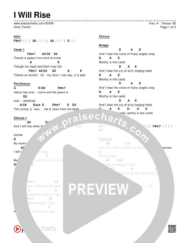 I Will Rise Chords (Chris Tomlin) - PraiseCharts