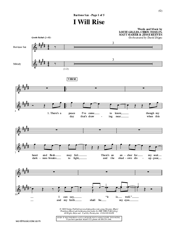 I Will Rise Bari Sax (Chris Tomlin)
