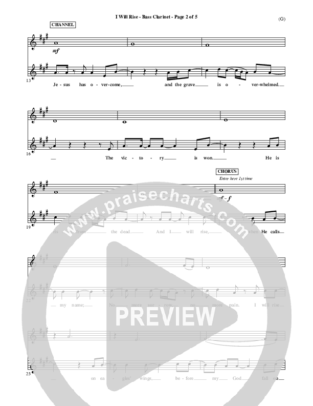 I Will Rise Bass Clarinet (Chris Tomlin)