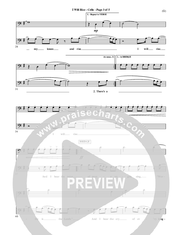 I Will Rise Cello (Chris Tomlin)