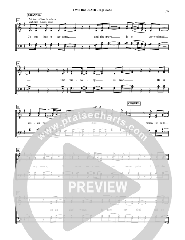I Will Rise Choir Sheet (SATB) (Chris Tomlin)