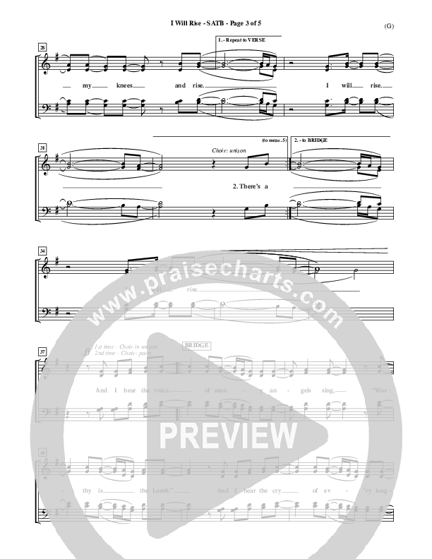 I Will Rise Choir Sheet (SATB) (Chris Tomlin)