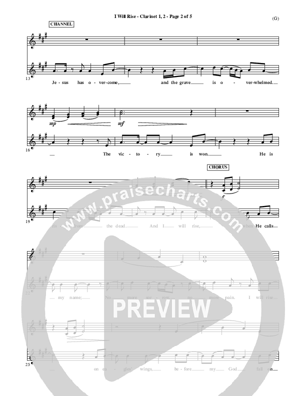 I Will Rise Clarinet 1/2 (Chris Tomlin)