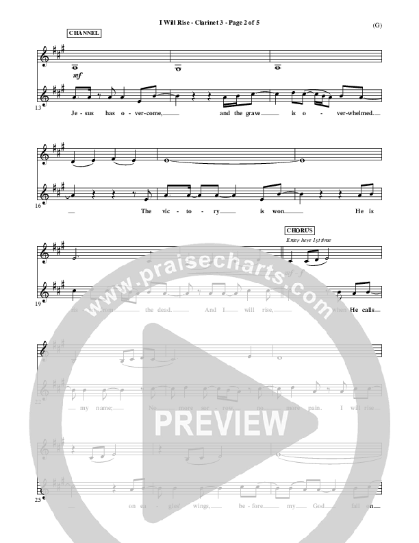 I Will Rise Clarinet 3 (Chris Tomlin)
