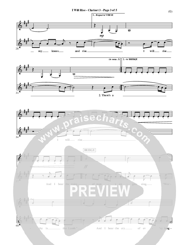 I Will Rise Clarinet 3 (Chris Tomlin)