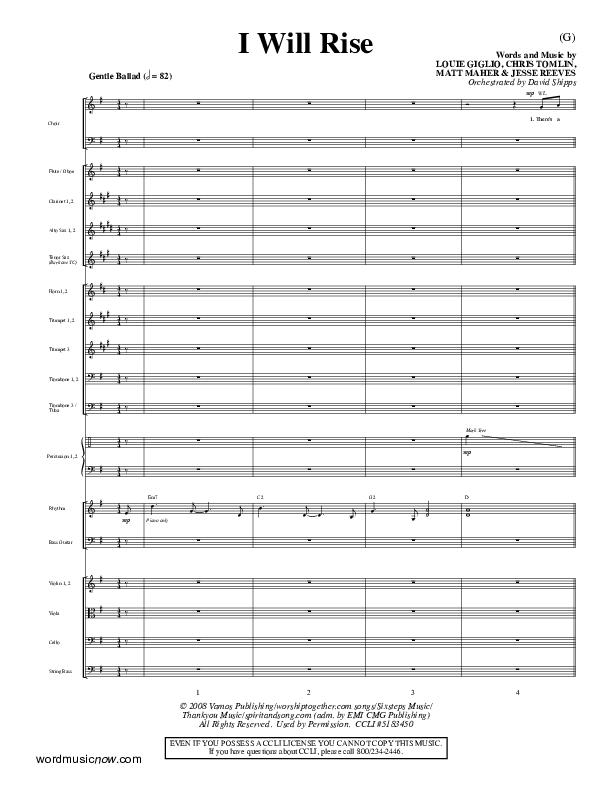 I Will Rise Conductor's Score (Chris Tomlin)