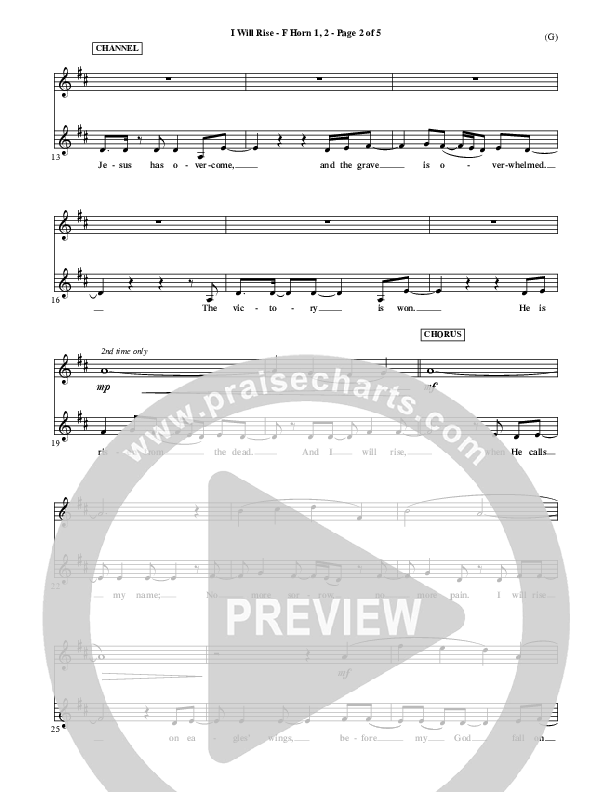 I Will Rise French Horn 1/2 (Chris Tomlin)