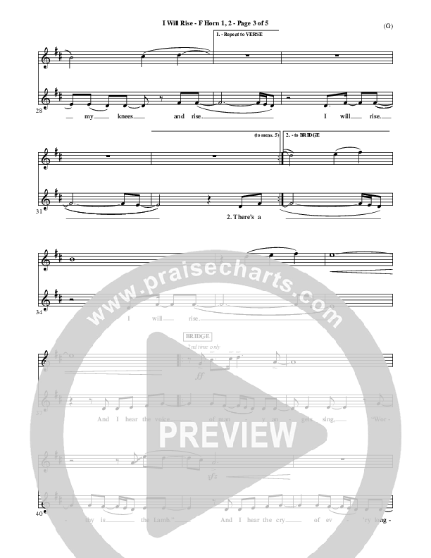 I Will Rise French Horn 1/2 (Chris Tomlin)