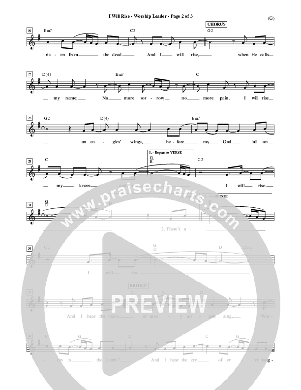 I Will Rise Lead Sheet (Chris Tomlin)
