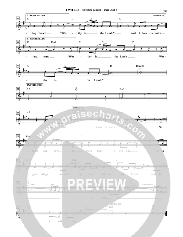 I Will Rise Lead Sheet (Chris Tomlin)