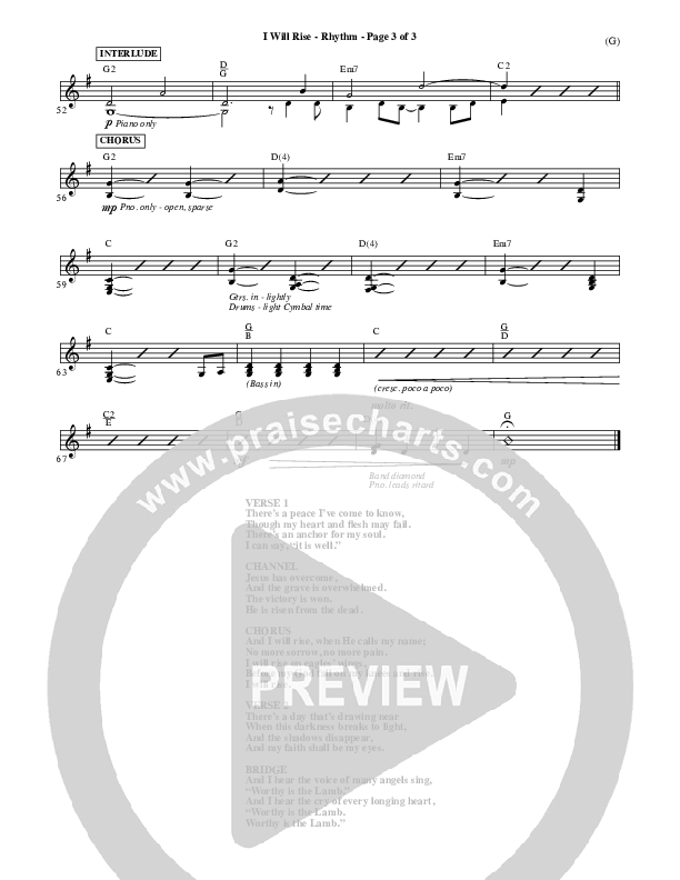 I Will Rise Rhythm Chart (Chris Tomlin)