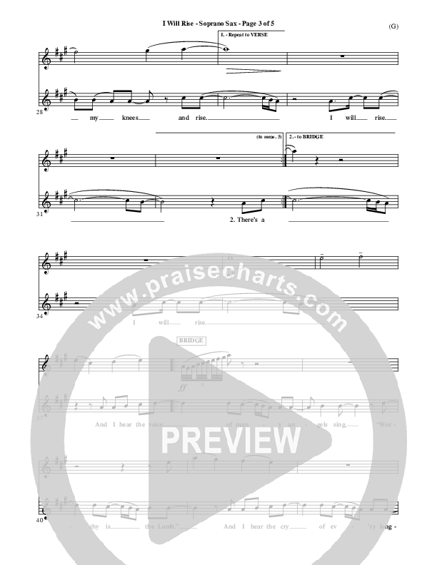 I Will Rise Soprano Sax (Chris Tomlin)