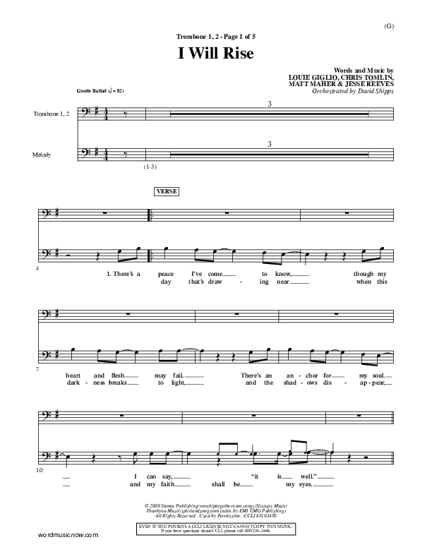 I Will Rise Trombone 1/2 (Chris Tomlin)