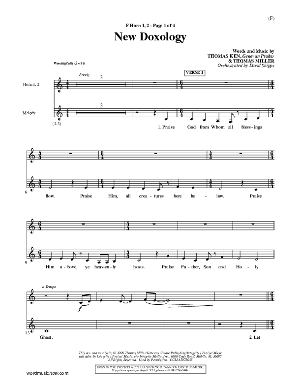 New Doxology French Horn 1/2 ()