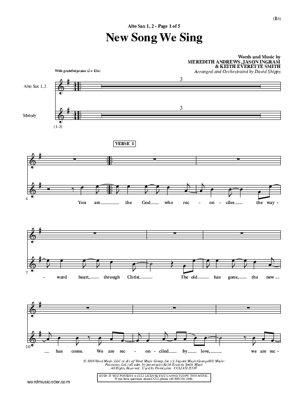 New Song We Sing Alto Sax 1/2 (Meredith Andrews)