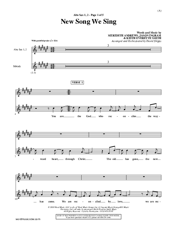 New Song We Sing Alto Sax (Meredith Andrews)