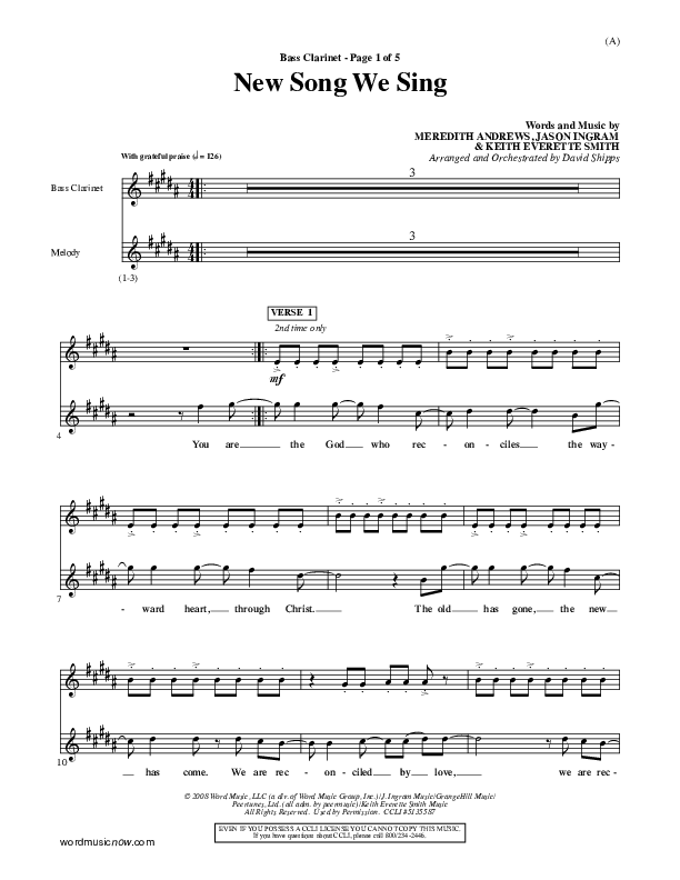 New Song We Sing Bass Clarinet (Meredith Andrews)