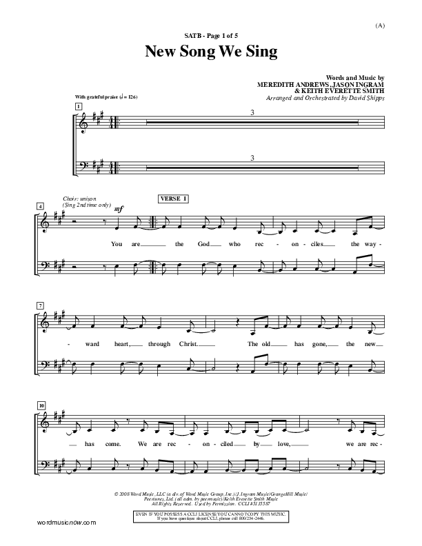 New Song We Sing Choir Vocals (SATB) (Meredith Andrews)