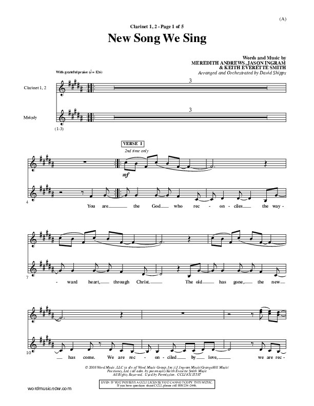 New Song We Sing Clarinet 1/2 (Meredith Andrews)