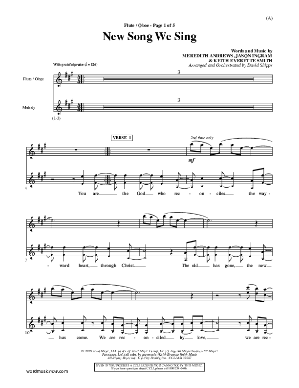 New Song We Sing Flute/Oboe (Meredith Andrews)