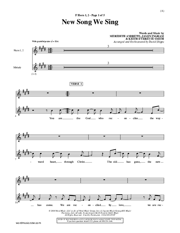 New Song We Sing French Horn 1/2 (Meredith Andrews)