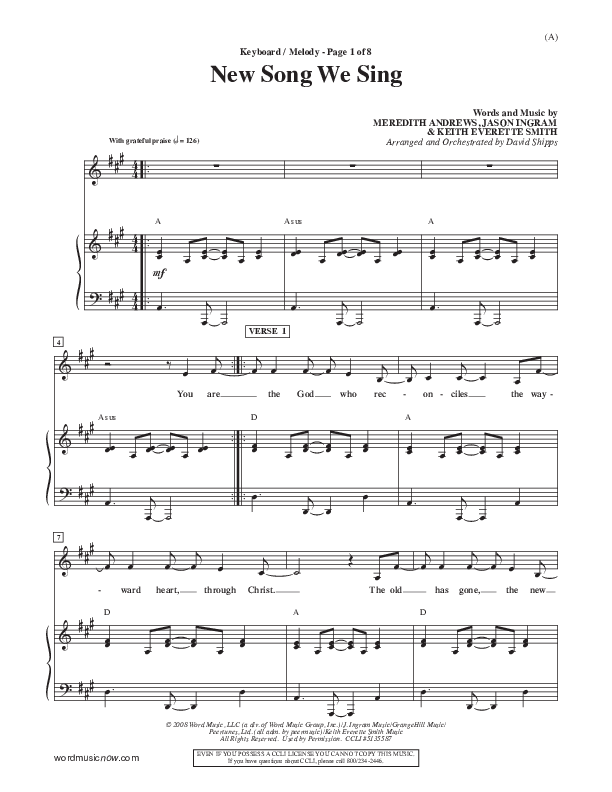 New Song We Sing Piano Sheet (Meredith Andrews)