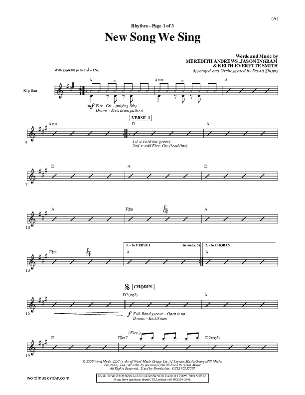 New Song We Sing Rhythm Chart (Meredith Andrews)