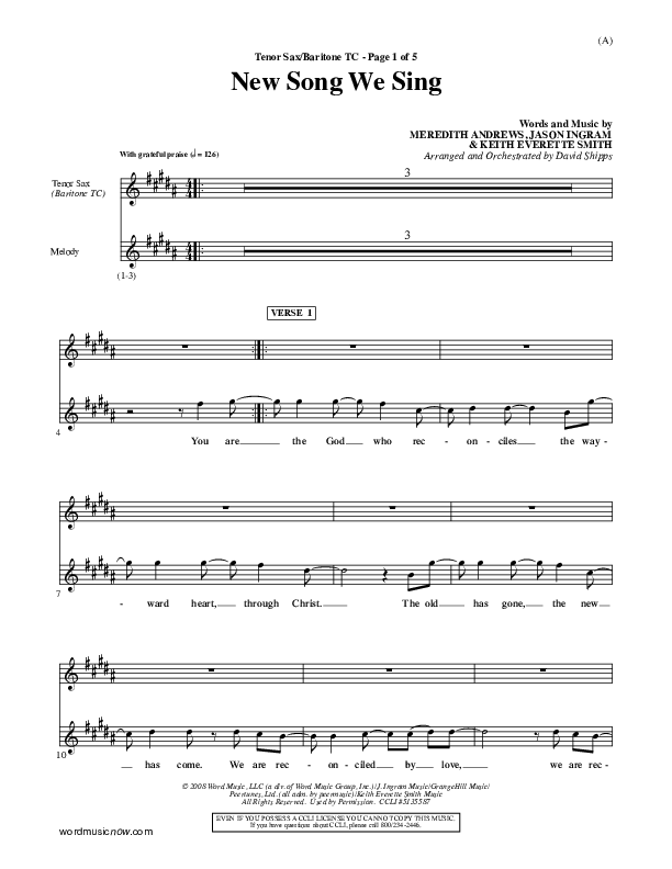 New Song We Sing Tenor Sax 2 (Meredith Andrews)