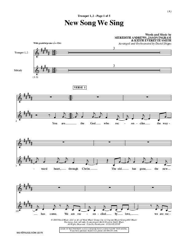 New Song We Sing Trumpet 1,2 (Meredith Andrews)