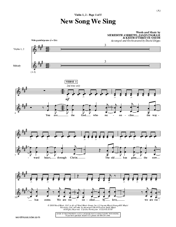 New Song We Sing Violin 1/2 (Meredith Andrews)