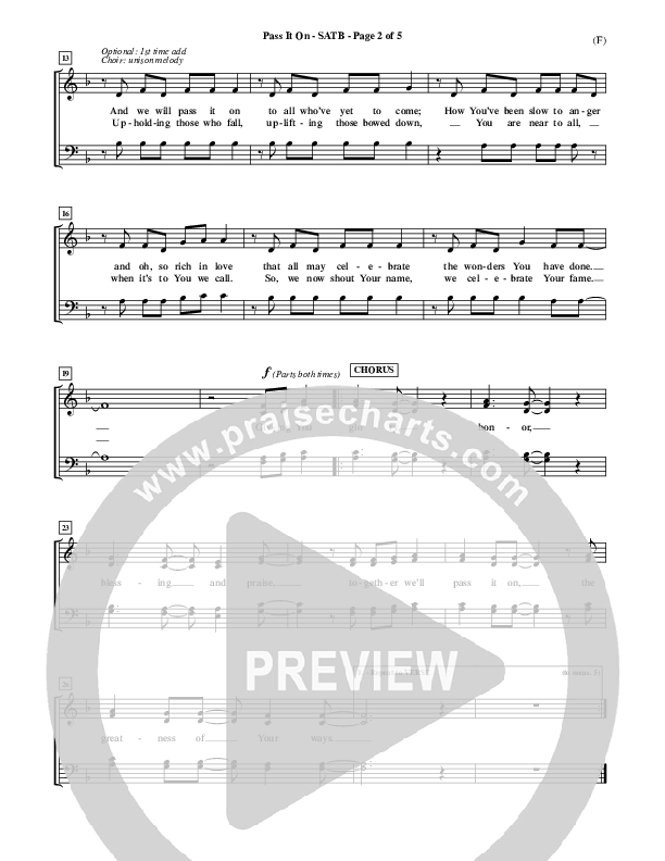 Pass It On Choir Vocals (SATB) (Tommy Walker)