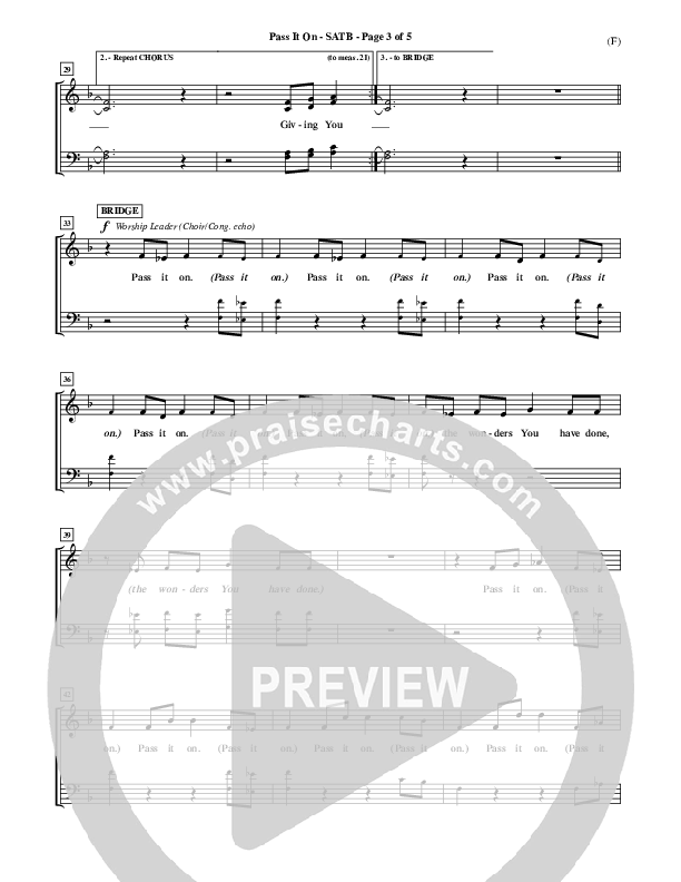 Pass It On Vocal Sheet (SATB) (Tommy Walker)