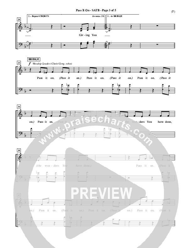 Pass It On Choir Sheet (SATB) (Tommy Walker)