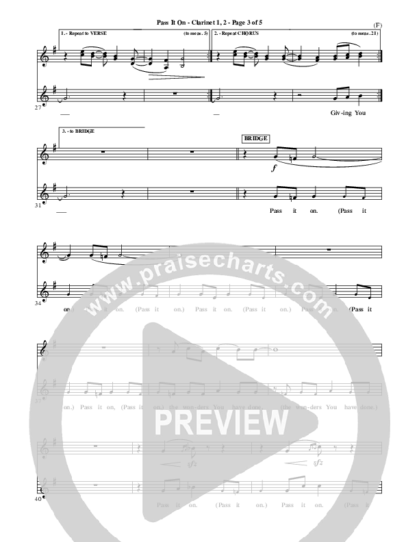 Pass It On Clarinet 1/2 (Tommy Walker)